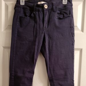 So Navy Blue Jeggings with Brown Wood color Button